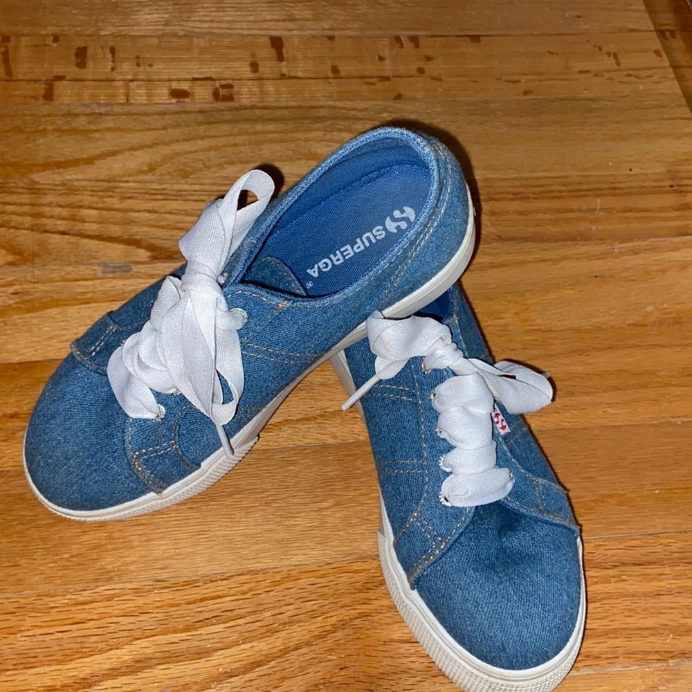 Lifted; blue jean material; Superga ; size 2 kids US; Size 33 EU